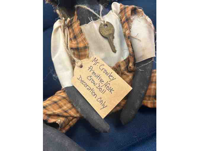 Mr. Crowley Primitive/Folk Crow Doll Made Locally! Decoration Only - Photo 2