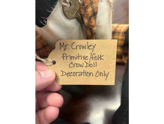 Mr. Crowley Primitive/Folk Crow Doll Made Locally! Decoration Only - Photo 6