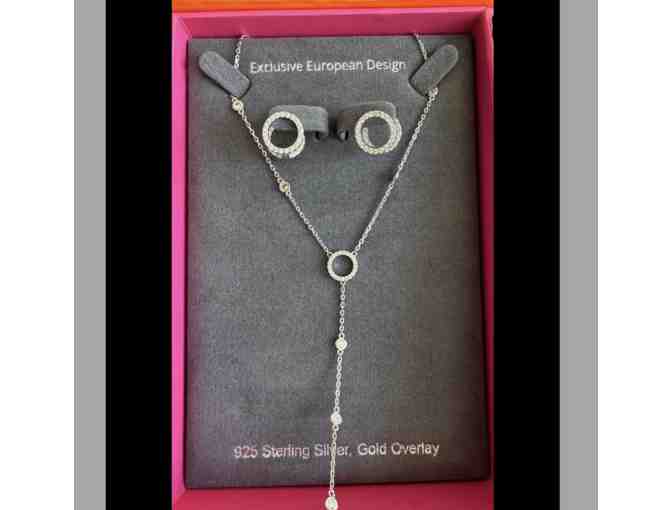 Lovely Lariat Necklace & Earrings Set in White Gold