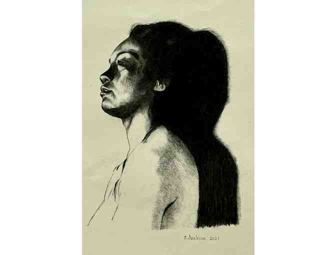 'Polynesian Girl' Original Pen and Charcoal by Steve Jackson, Kauai