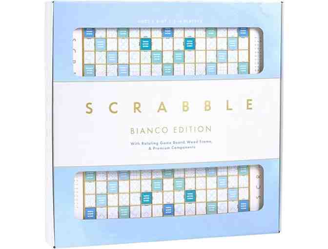 Scrabble Bianco Edition with Rotating Wood Framed Board