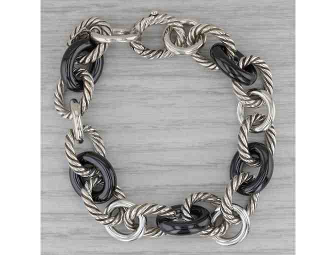 David Yurman Ceramic Sterling Silver Cable Chain Bracelet - Photo 1