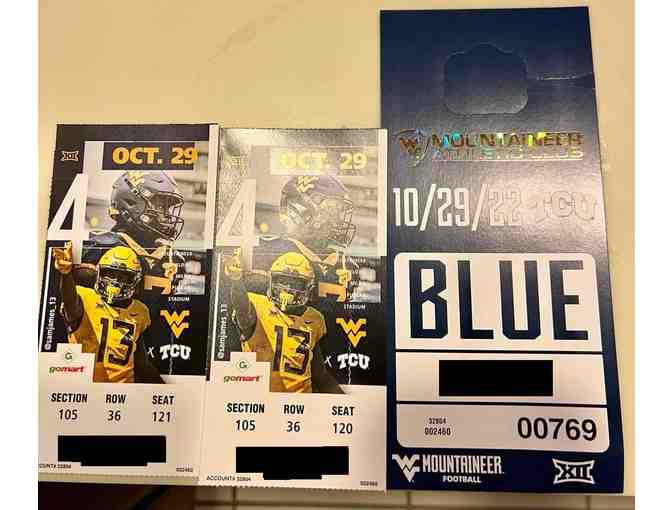 2 West Virginia University Football Tickets and Blue Lot pass - Photo 1