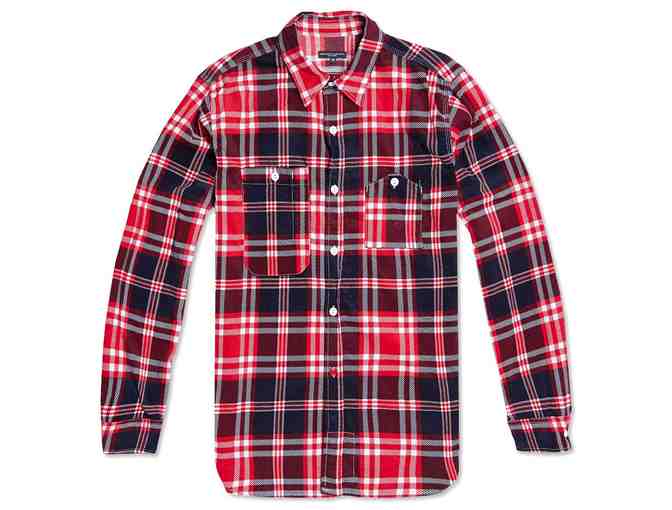 Engineered Garments Work Shirt - Red, Navy & White Corduroy - SMALL