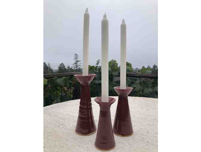 3 Handmade Ceramic Candlestick Holders