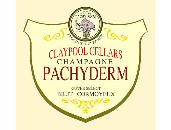Claypool Cellars Champagne Pachyderm bottle signed by Les Claypool