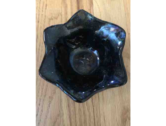 Small, Star-shaped, Iridescent Black Bowl