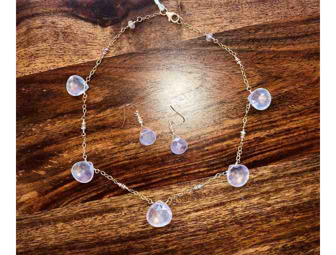 Rose Quarts & Pearl Necklace with Matching Earrings