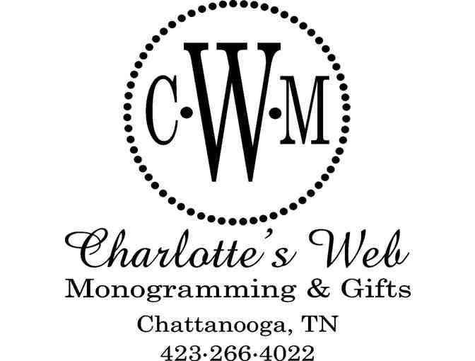 Charlotte's Web $100 gift card in a Navy Beaded Bright Logo Zipper Pouch