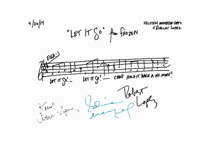 Handwritten and Signed 'Let It Go' Musical Phrase from Frozen