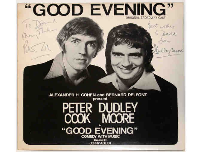 Good Evening 1973 cast recording LP signed by Peter Cook and Dudley Moore