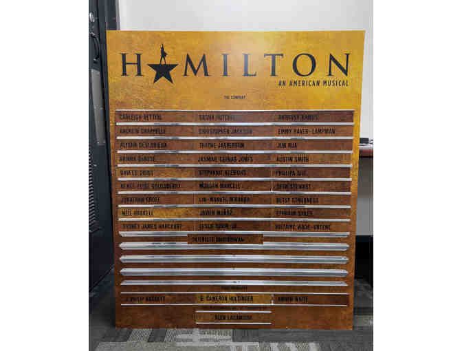 Hamilton 'At This Performance' Board with Name Plates and VIP Tickets