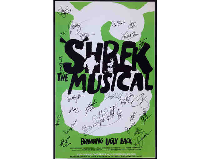 Framed and matted poster and Playbill from Shrek signed by entire original Broadway cast