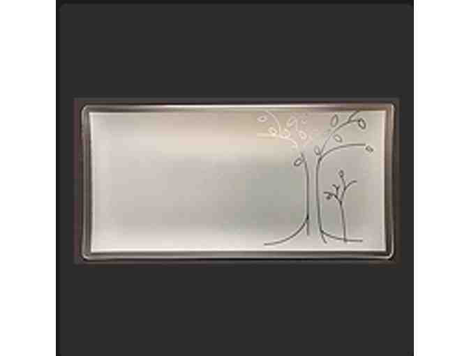 Frosted glass serving plate - tree design