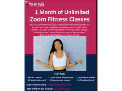 1 Month Unlimited Zoom Fitness Classes