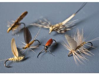 Six Flies Tied by Chauncy Lively, with Book and Magazine