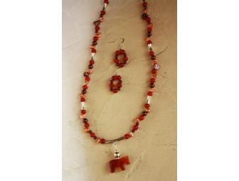 Carnelian Horse Necklace and Earrings