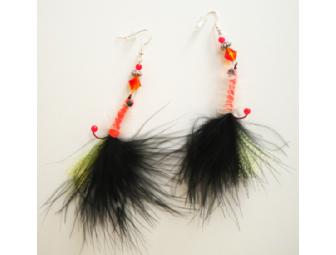 Black/Orange/Green Fly-rings: Support CFR With Some Feathery Bling!