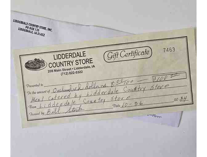 $100 Certificate to Lidderdale Country Store for Catering - Photo 1