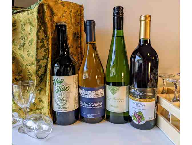 Tasting Set with Setter Run Designs Wine Tote, Assortment of Local Bottles &amp; 12 Glasses - Photo 1