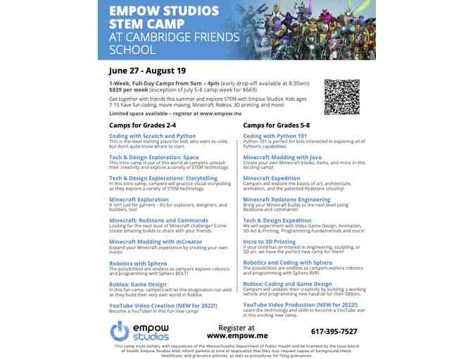Empow Studios Gift Card for Camp or Classes