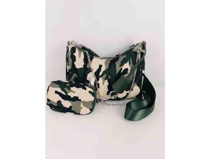 AAA LIVE AUCTION Urban Camo Handle and crossbody w/ additional bag attached
