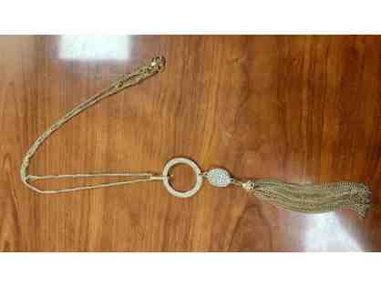 INC Gold Tone Tassel Necklace
