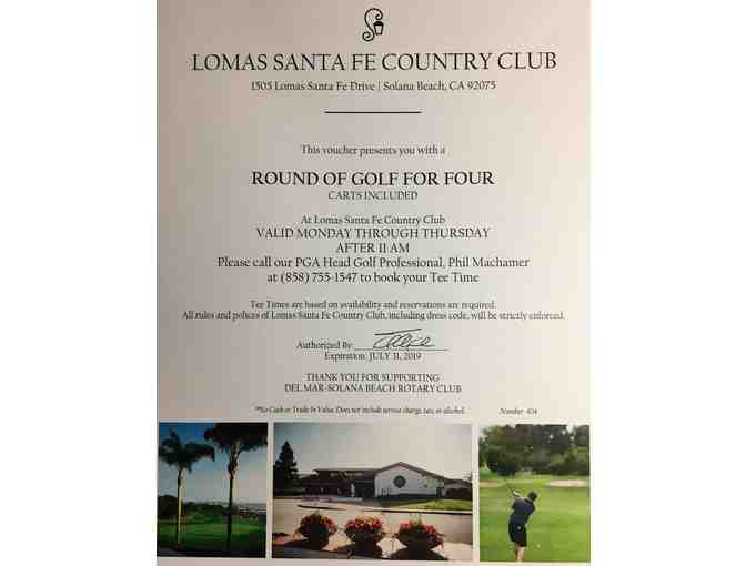 Round of Golf for 4 at the amazing Lomas Santa Fe Country Club