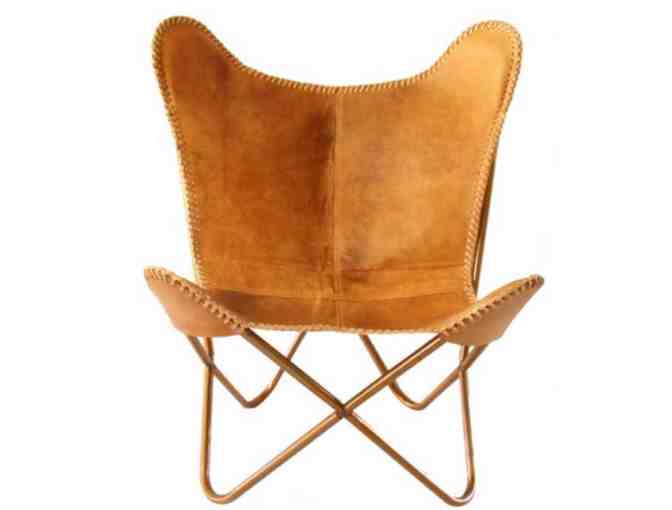 Tan Leather Butterfly Chair- From Little Things Big Things Grow