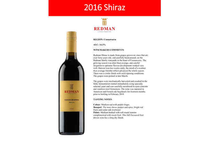 Redman Wines Collection - Shiraz 2016 x 6 Bottles