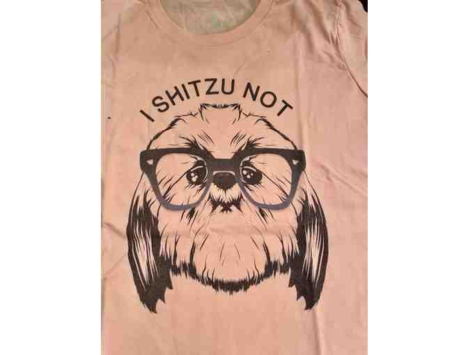 Pink' I ShihTzu Not' ladies t-shirt size L