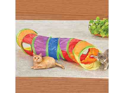 4-Foot Interactive Rainbow Color Cat Play Tunnel