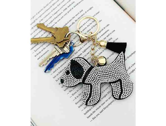 Black & White Crystal Puppy Bling Key Chain - Photo 1