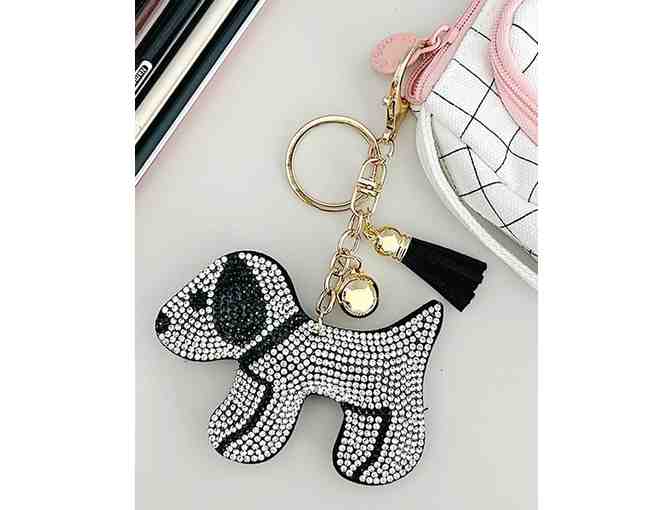 Black & White Crystal Puppy Bling Key Chain - Photo 3