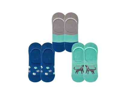 Blue & Turquoise Three Pair No-Show Socks Set for Dog Lovers