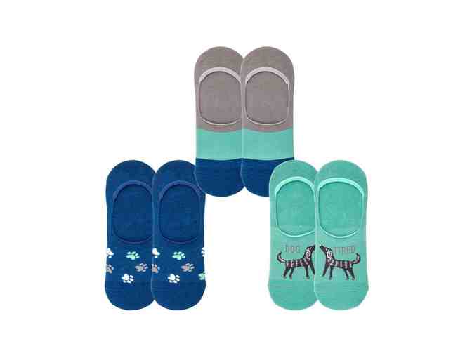 Blue & Turquoise Three Pair No-Show Socks Set for Dog Lovers - Photo 1