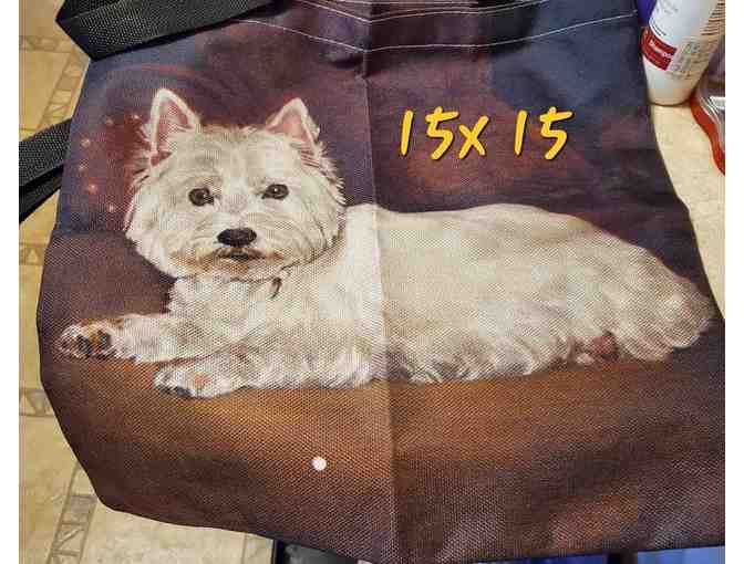 Brown Tote with Maltese Picture