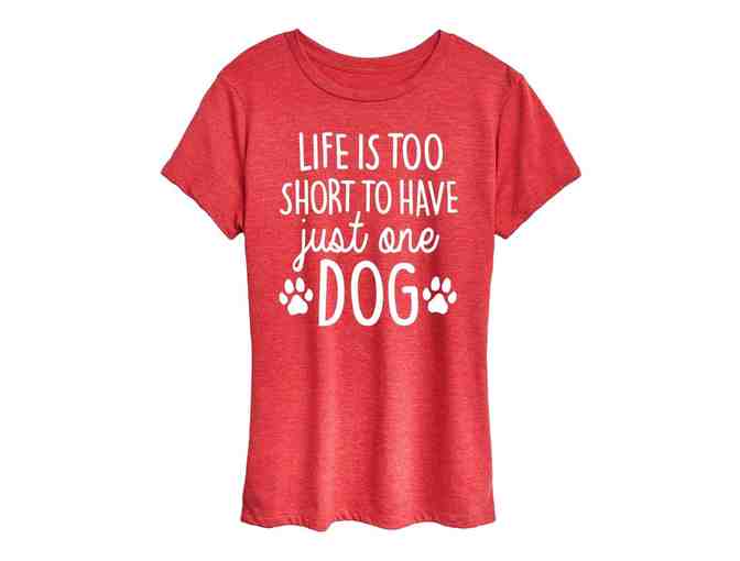 Heather Red 'Life Is Too Short To Have Just One Dog' Graphic Tee - Women's size L