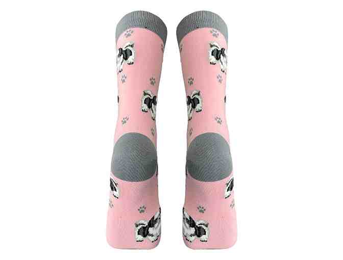 Pink, Gray and Black Shih Tzu Socks - Adult