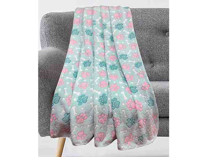 Teal Glow-in-the-Dark Paw & Bones Throw