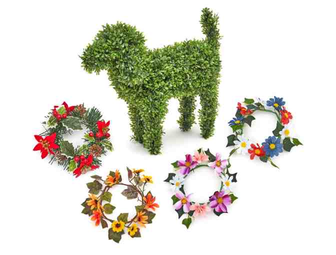 Faux Boxwood Dog for all Seasons