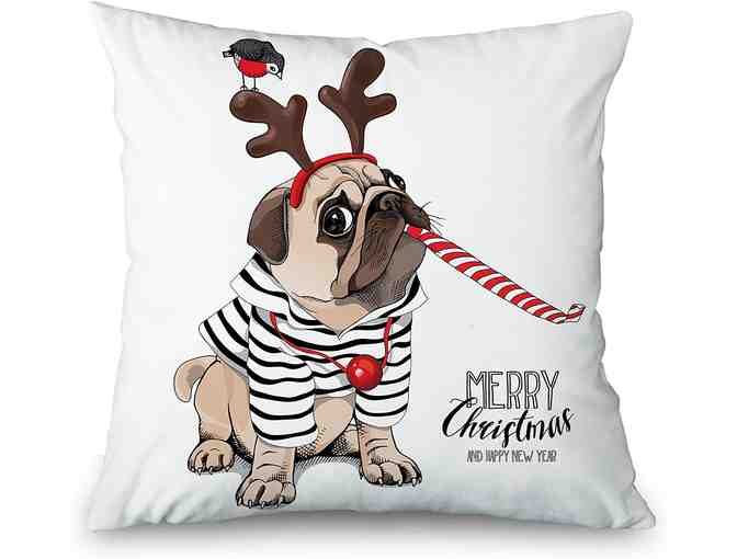 Christmas Pug Pillow Cover