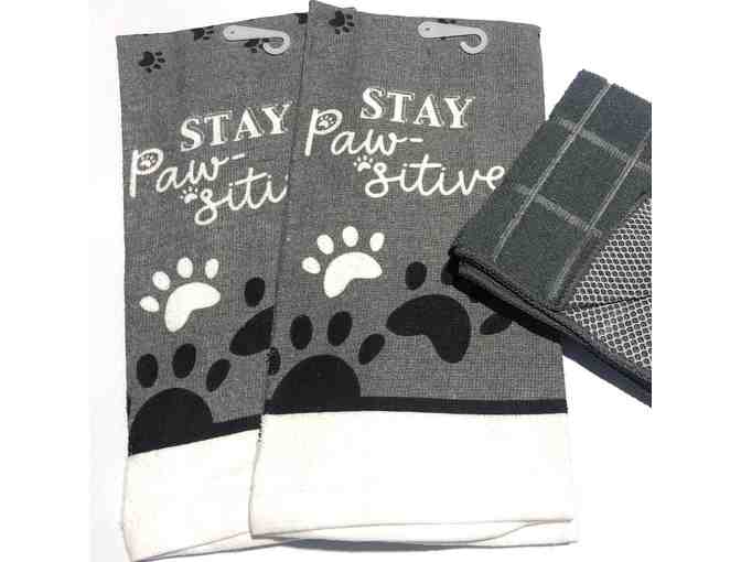 Stay Pawsitive - Dishtowels, Cloths & Oven Mitt (5 pieces)
