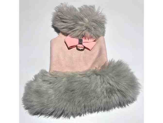 Faux Silver Fox Fur & Pink Suede Coat (size s)