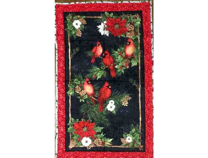 Holiday Cardinal Quilted Throw w/Bonus Dog Toys 47x29