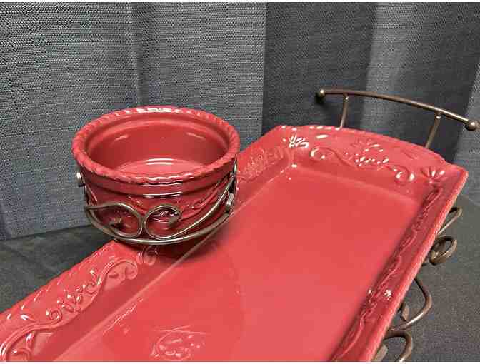 Red Serving Tray with Dip Bowl from The Salvation Army