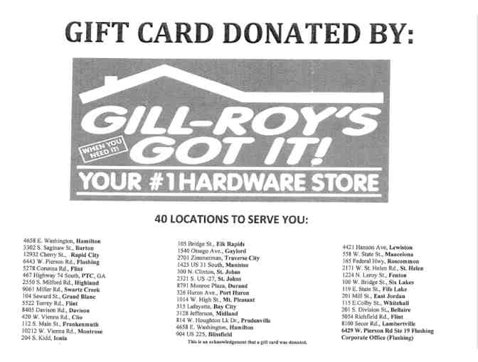 $100 in Gift Cards to Gill-Roy's Hardware