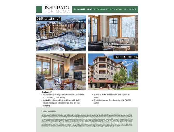 4 Night Stay- MOUNTAIN EXPLORATION at Luxury Inspirato Signature Residence