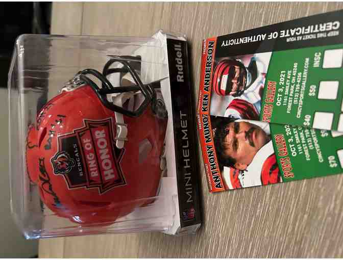 Signed Bengals Ring of Honor Mini Helmet - Ken Anderson & Anthony Munoz