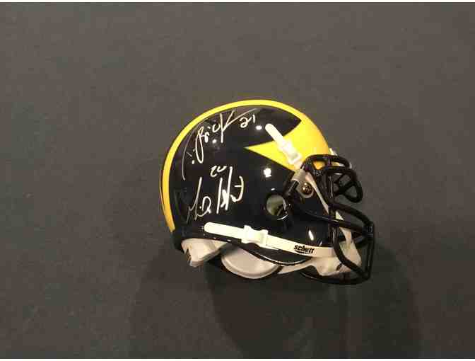 Michigan Running Backs mini-helmet signed by  Hart, A.Thomas and T.Biakabutuka